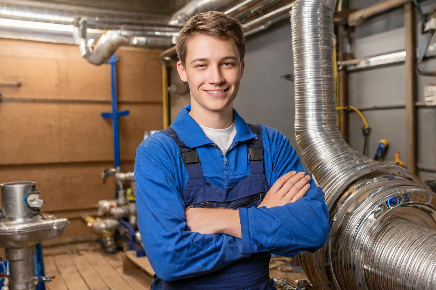 Auszubildender in der Werkstatt